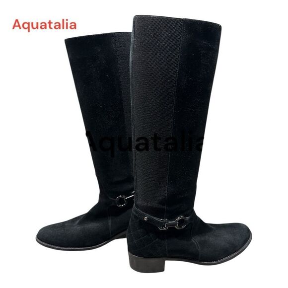 Aquatalia Black Over the Knee Boots Suede Made in Italy - Picture 1 of 11
